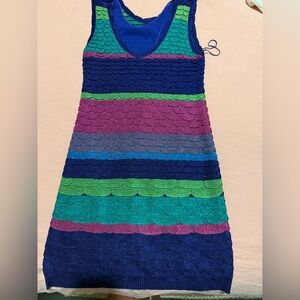 Missoni Multicolor Scalloped Knit Dress - Blue, Teal, Green, Purple